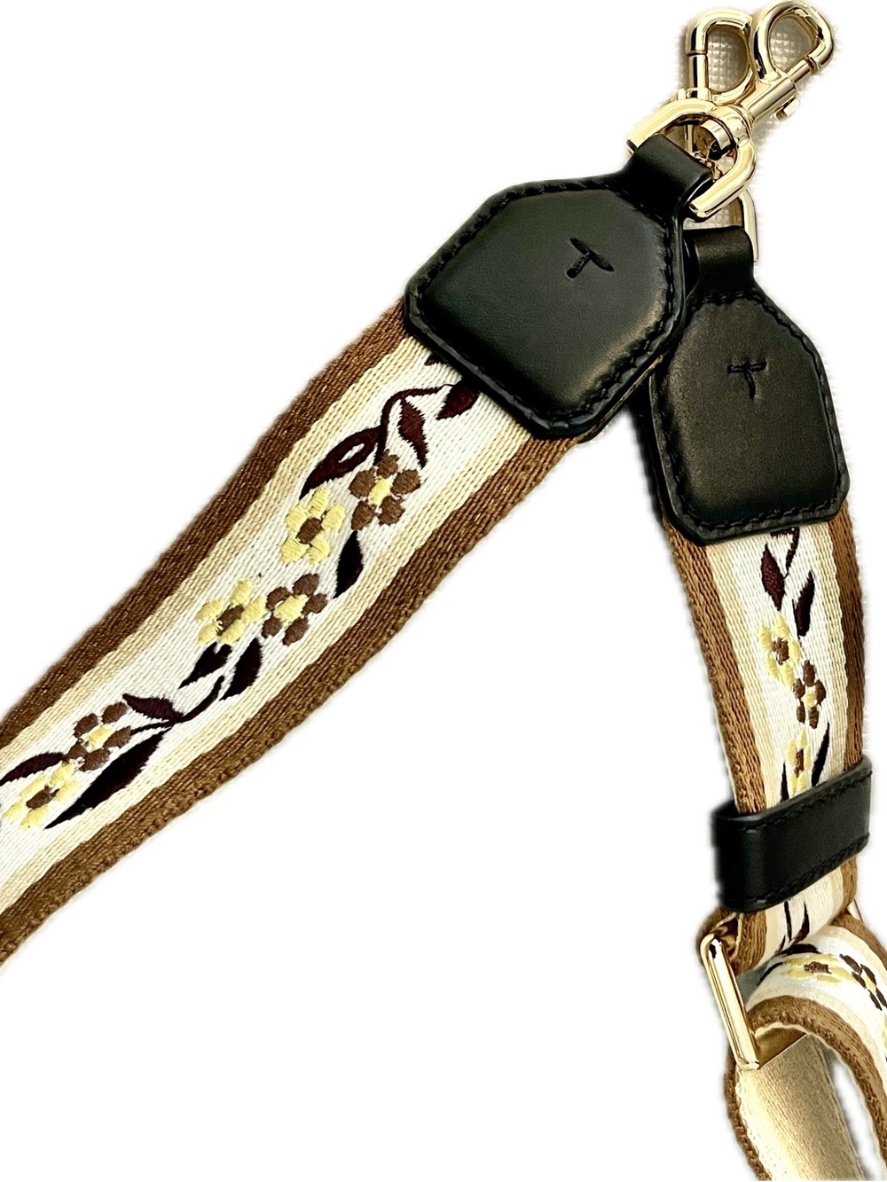 Tory Burch Embroidered Canvas & Leather Guitar Strap